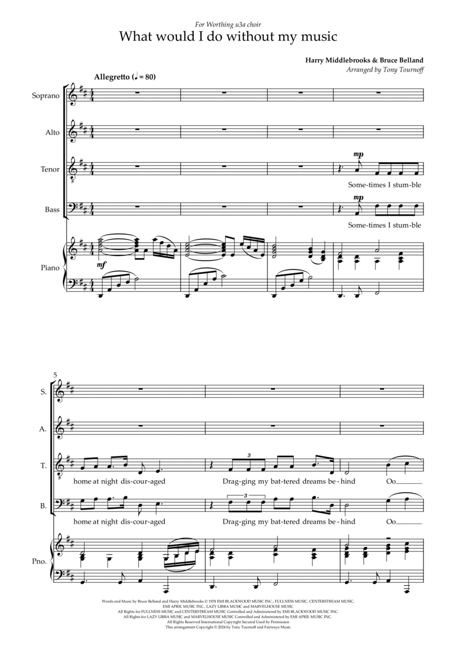 What Would I Do Without My Music Choir scores gallery preview page 1