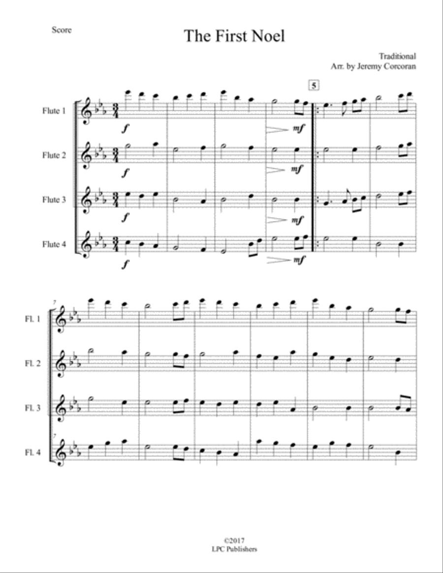 The First Noel for Flute Quartet Flute Quartet scores gallery preview page 2