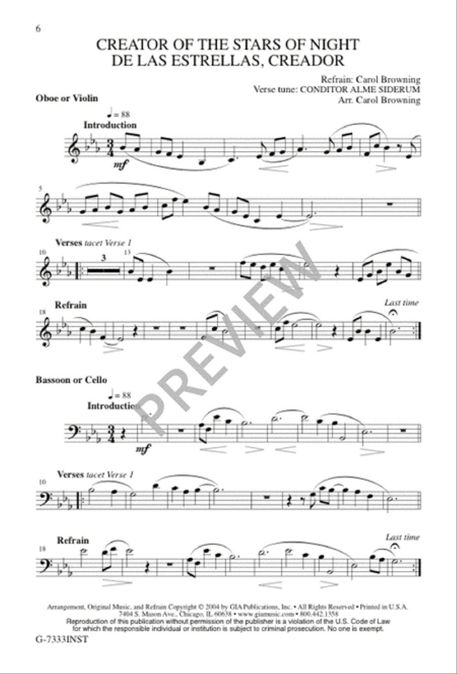 Creator of the Stars of Night / De las Estrellas, Creador 2-Part scores gallery preview page 6