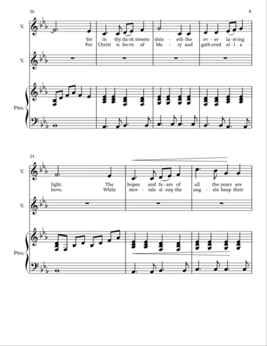 O Little Town Of Bethlehem Easy Piano scores gallery preview page 5