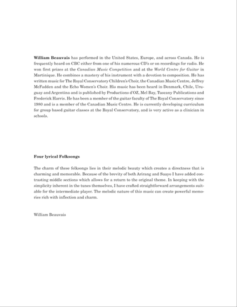 Four Lyrical Folksongs Four Lyrical Folksongs Classical Guitar scores gallery preview page 2
