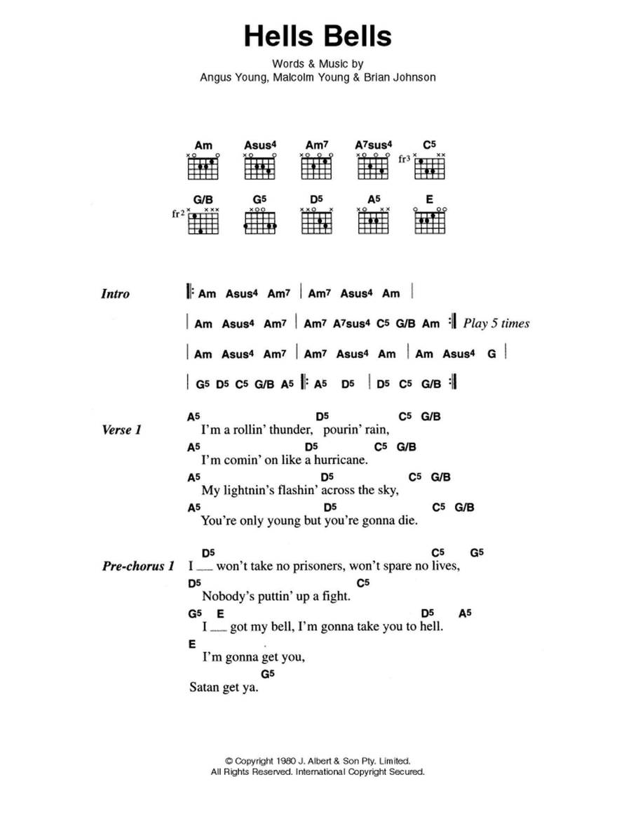 Hells Bells Acoustic Guitar scores gallery preview page 1