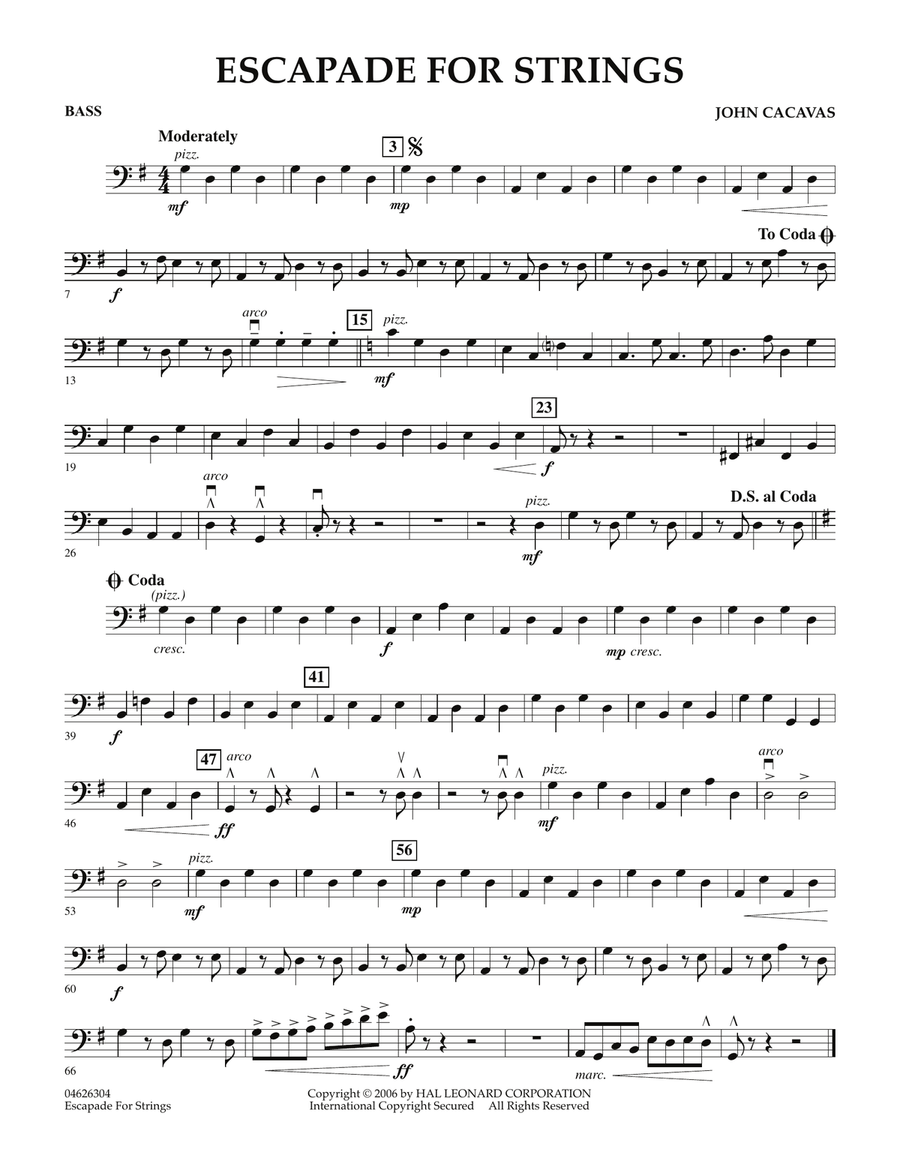Escapade for Strings - String Bass String Orchestra scores gallery preview page 1