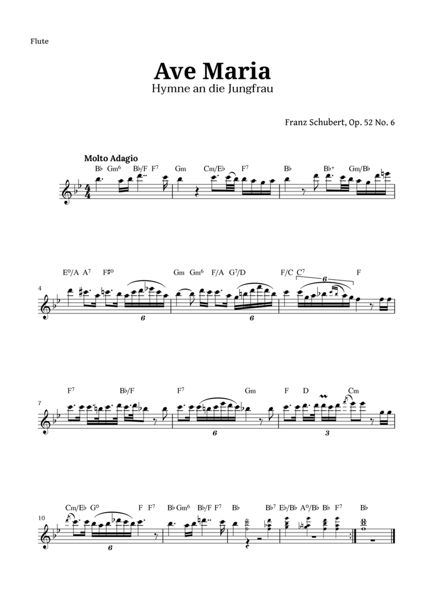 Ave Maria by Schubert for Flute with Chords image number null