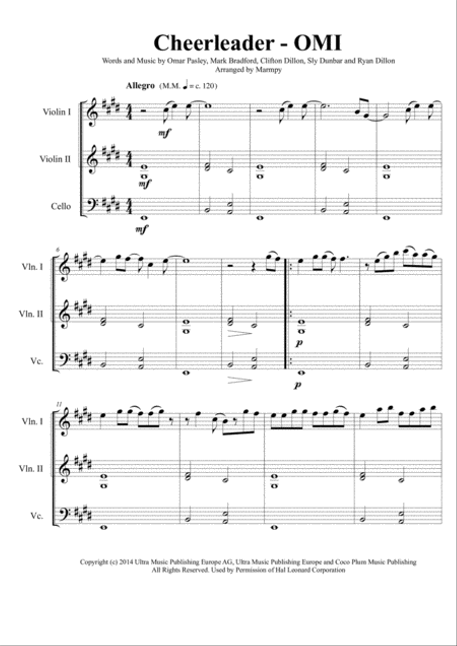 Cheerleader Cheerleader String Trio scores gallery preview page 1