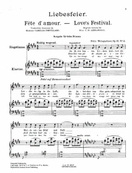 Liebesfeier = Fete d'amour = Love's festival : op. 16, no. 2