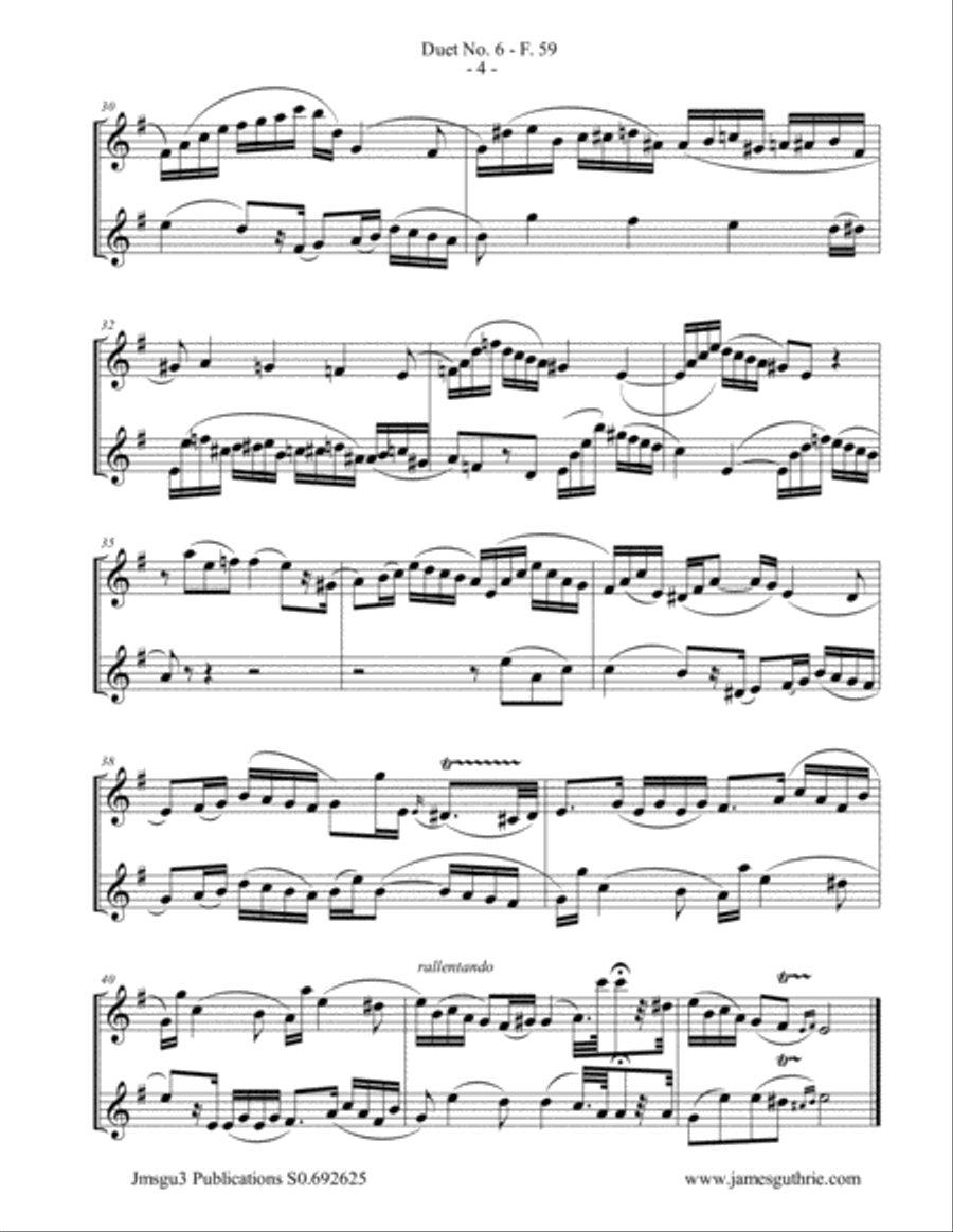 WF Bach: Duet No. 6 for Tenor Sax Duo Woodwind Duet scores gallery preview page 4