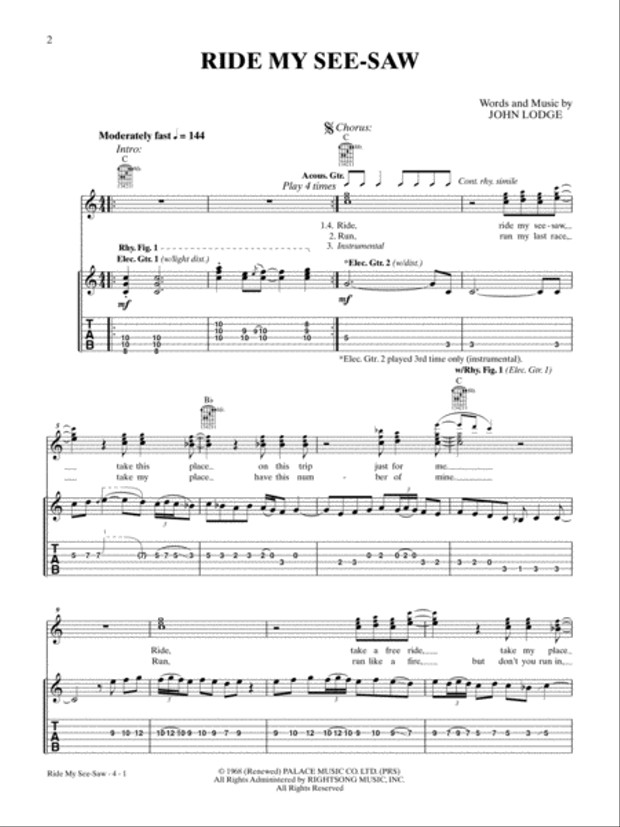Ride My See-Saw Guitar Tablature scores gallery preview page 1