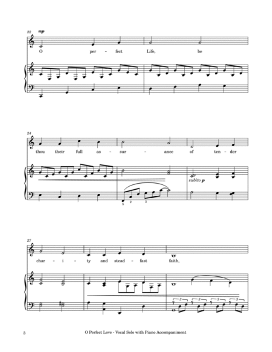 O Perfect Love (Wedding Hymn) - Vocal Solo with Piano Accompaniment Voice Solo scores gallery preview page 4