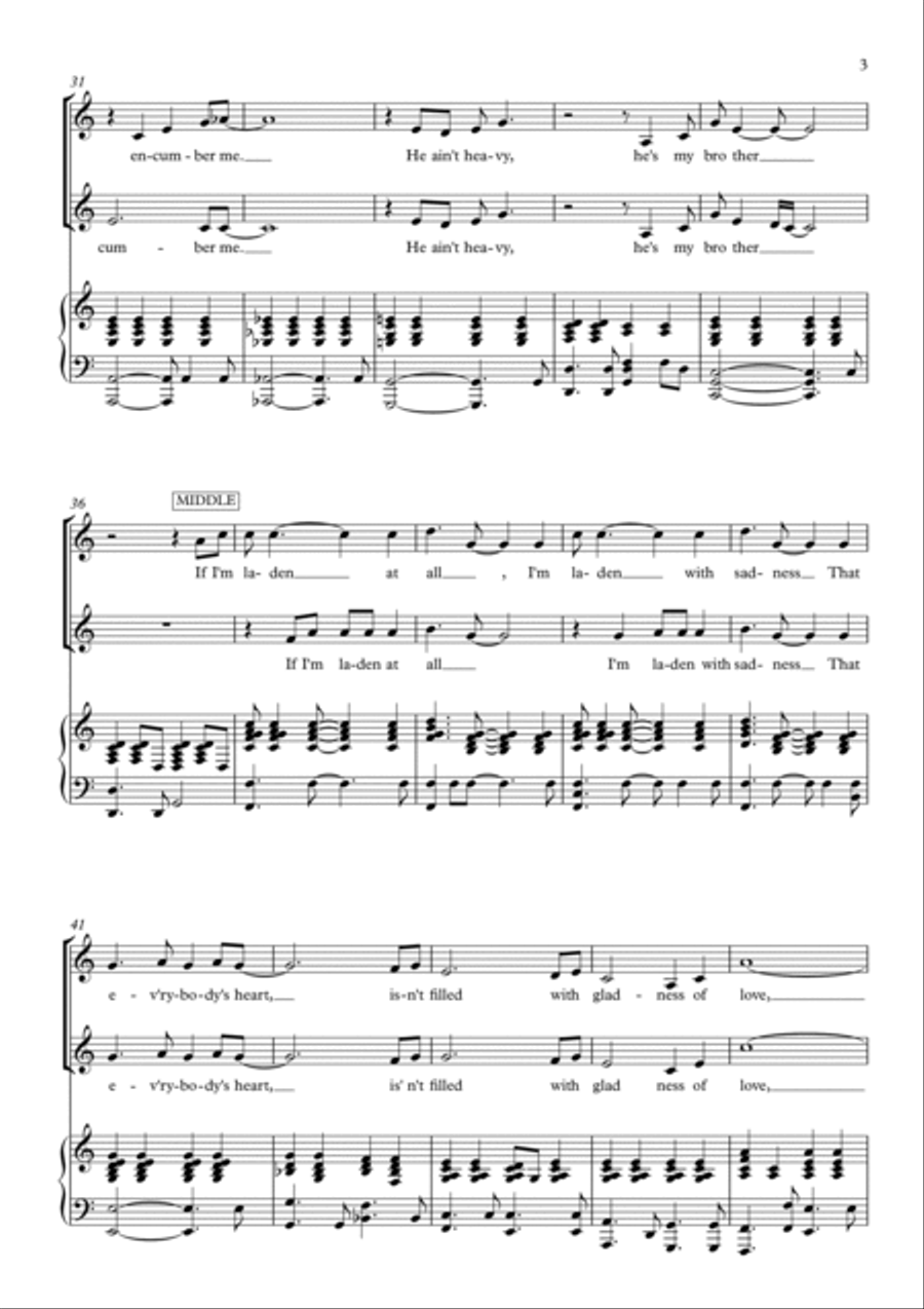 He Ain't Heavy, He's My Brother 2-Part scores gallery preview page 3