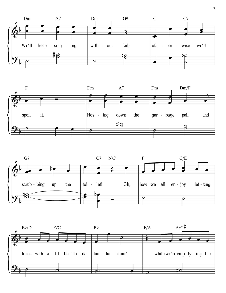 Happy Working Song (from Enchanted) Easy Piano scores gallery preview page 3