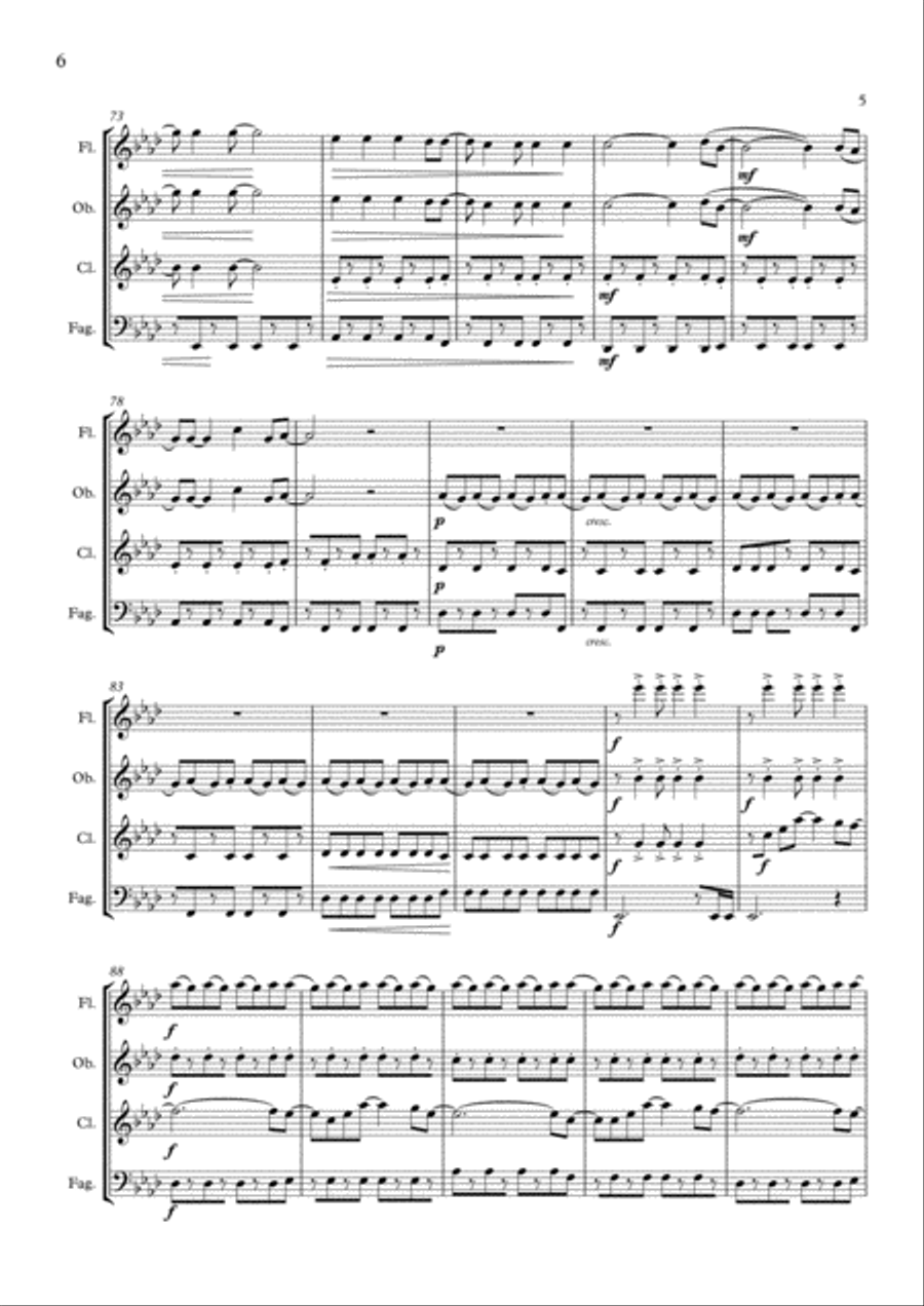 Viva La Vida Viva La Vida Woodwind Quartet scores gallery preview page 6