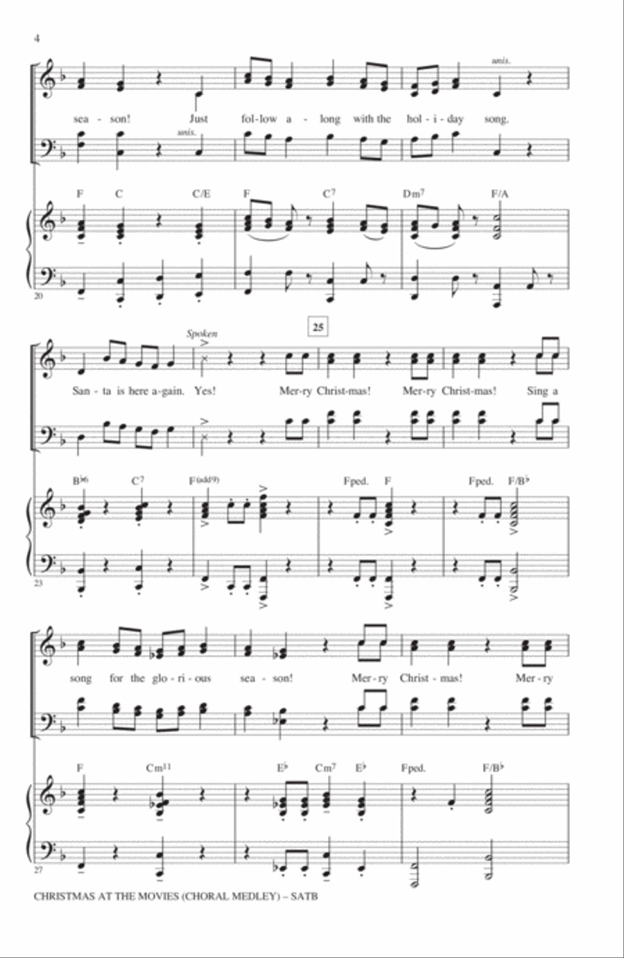 Christmas At The Movies (Choral Medley) 4-Part scores gallery preview page 3