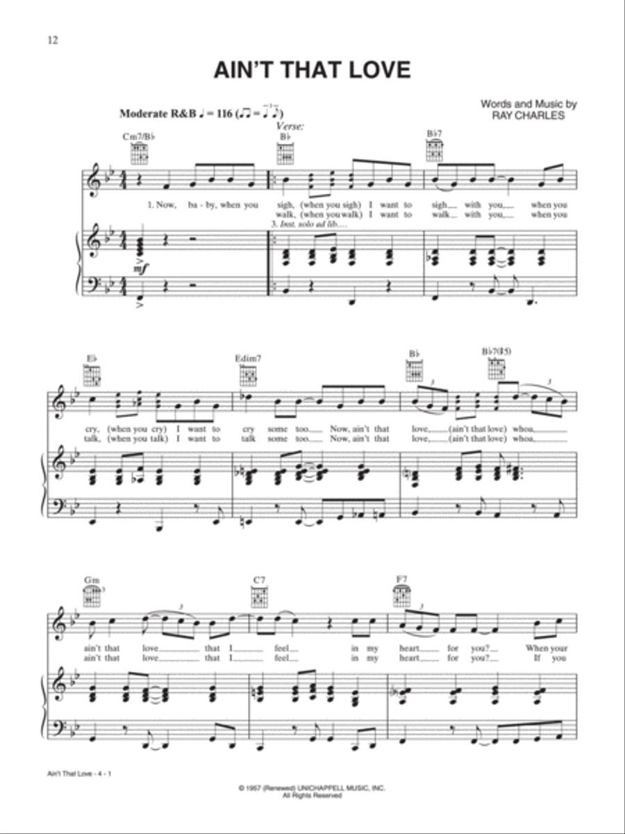 Ain't That Love Piano, Vocal, Guitar scores gallery preview page 1