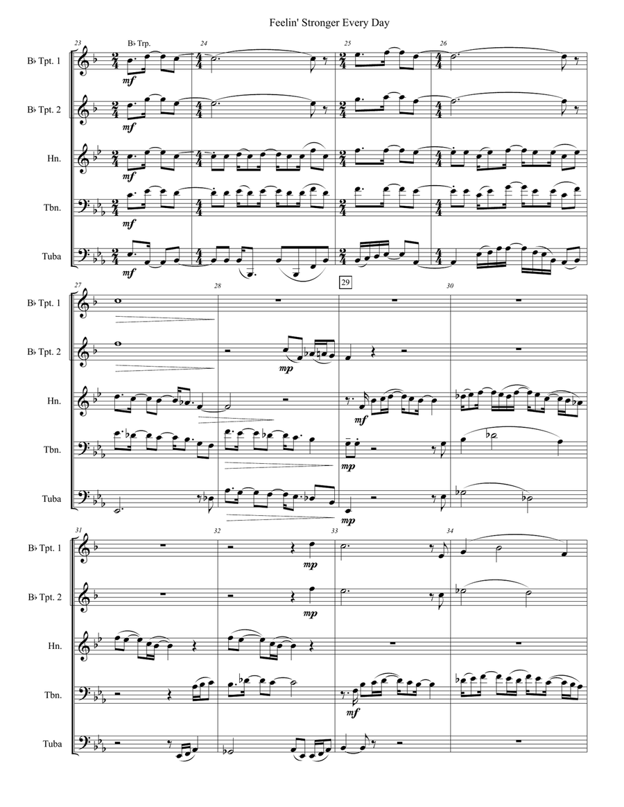 Feelin' Stronger Everyday Brass Quintet scores gallery preview page 2