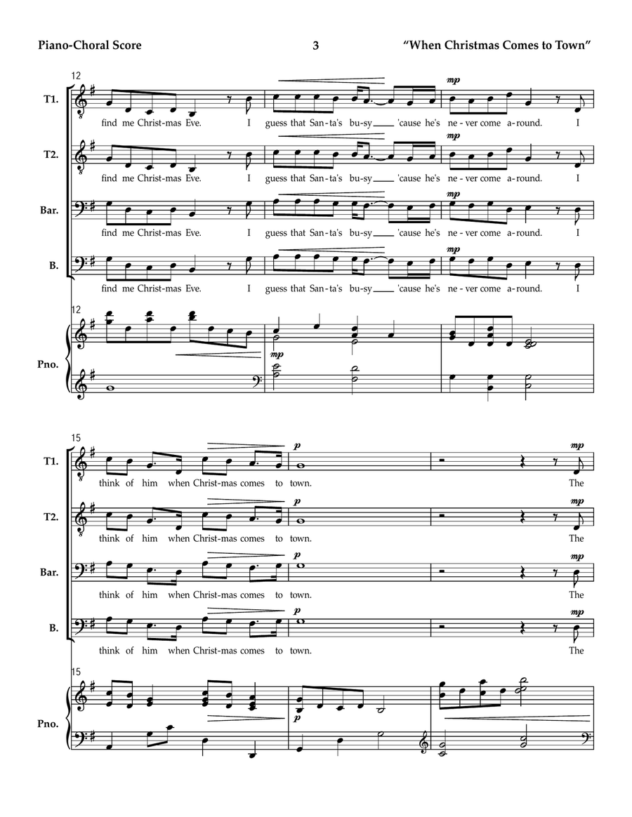 When Christmas Comes To Town TTBB scores gallery preview page 3