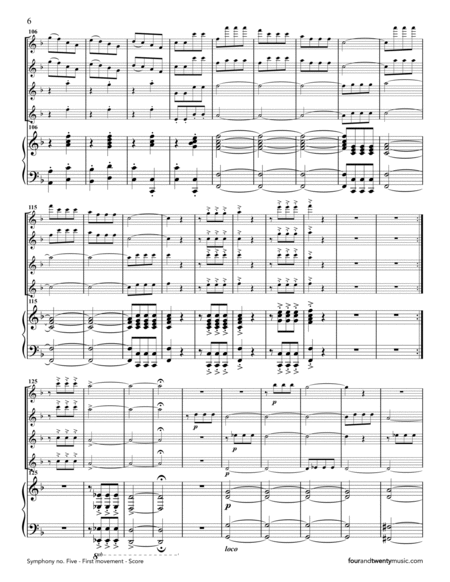 Symphony no. 5 - first movement, arranged for 4 flutes and piano image number null