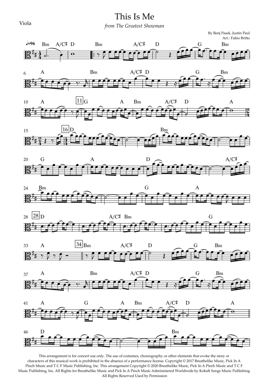 This Is Me Viola Solo scores gallery preview page 1