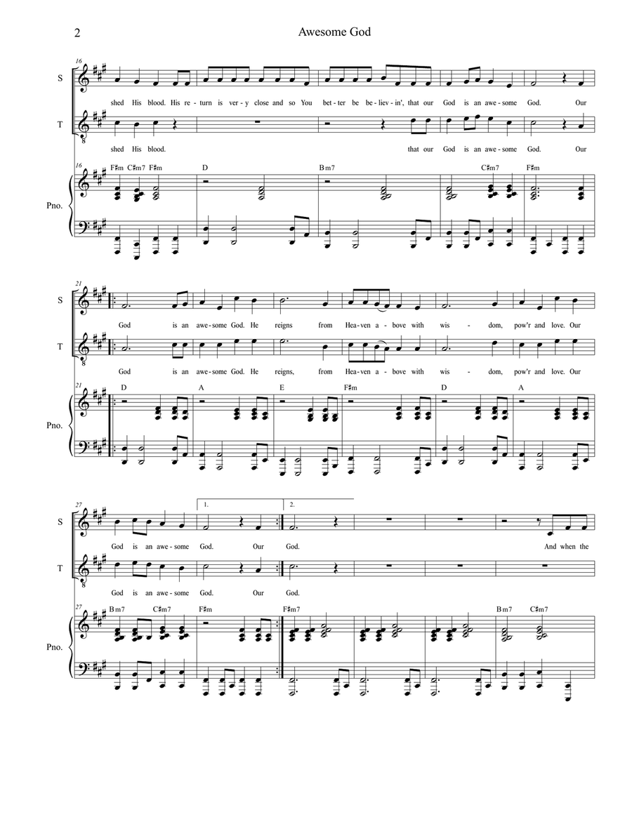 Awesome God Awesome God Tenor Voice scores gallery preview page 2