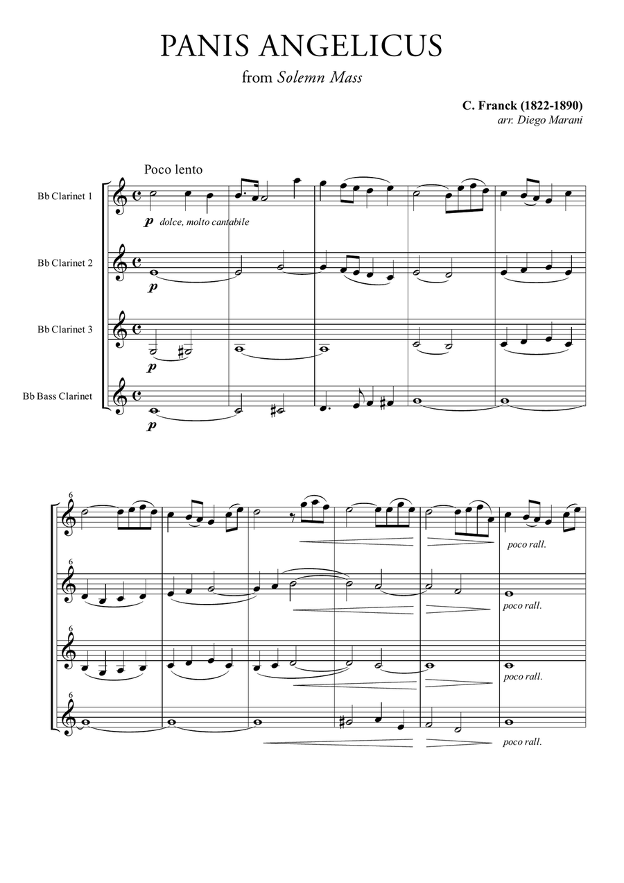 Panis Angelicus for Clarinet Quartet Clarinet Quartet scores gallery preview page 3