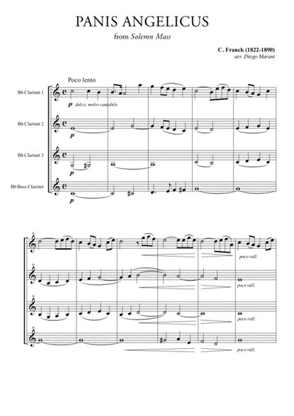 Panis Angelicus for Clarinet Quartet image number null