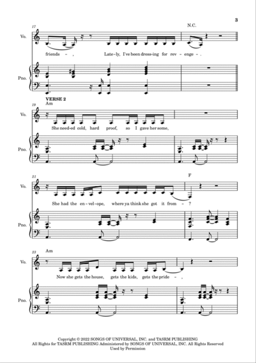 Vigilante Shit Piano, Vocal, Guitar scores gallery preview page 3