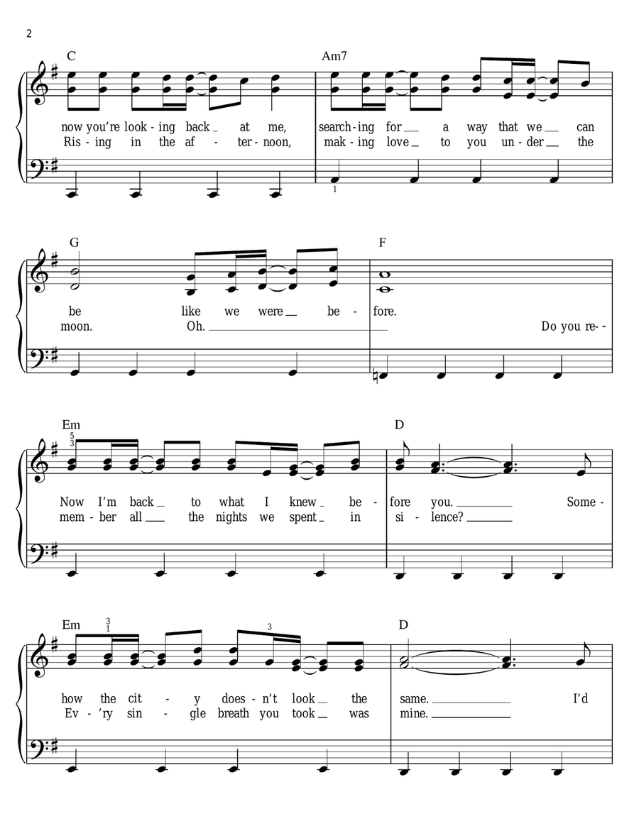 Endless Summer Nights Easy Piano scores gallery preview page 2