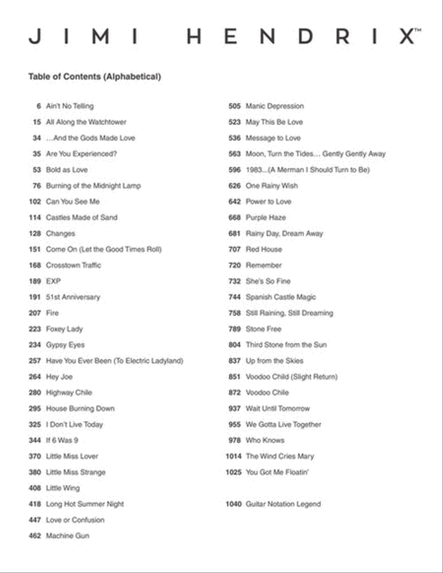 Jimi Hendrix – The Complete Scores Guitar Tablature scores gallery preview page 3