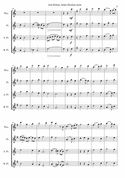 Ach Elslein, liebes Elselein mein for flute quartet (piccolo, flute, alto flute and bass flute) image number null