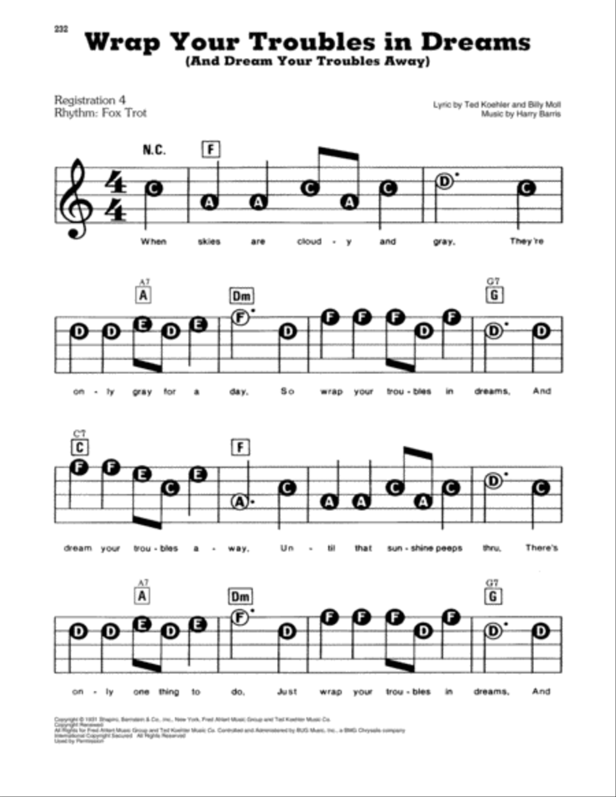 Wrap Your Troubles In Dreams (And Dream Your Troubles Away) Electronic Keyboard scores gallery preview page 1