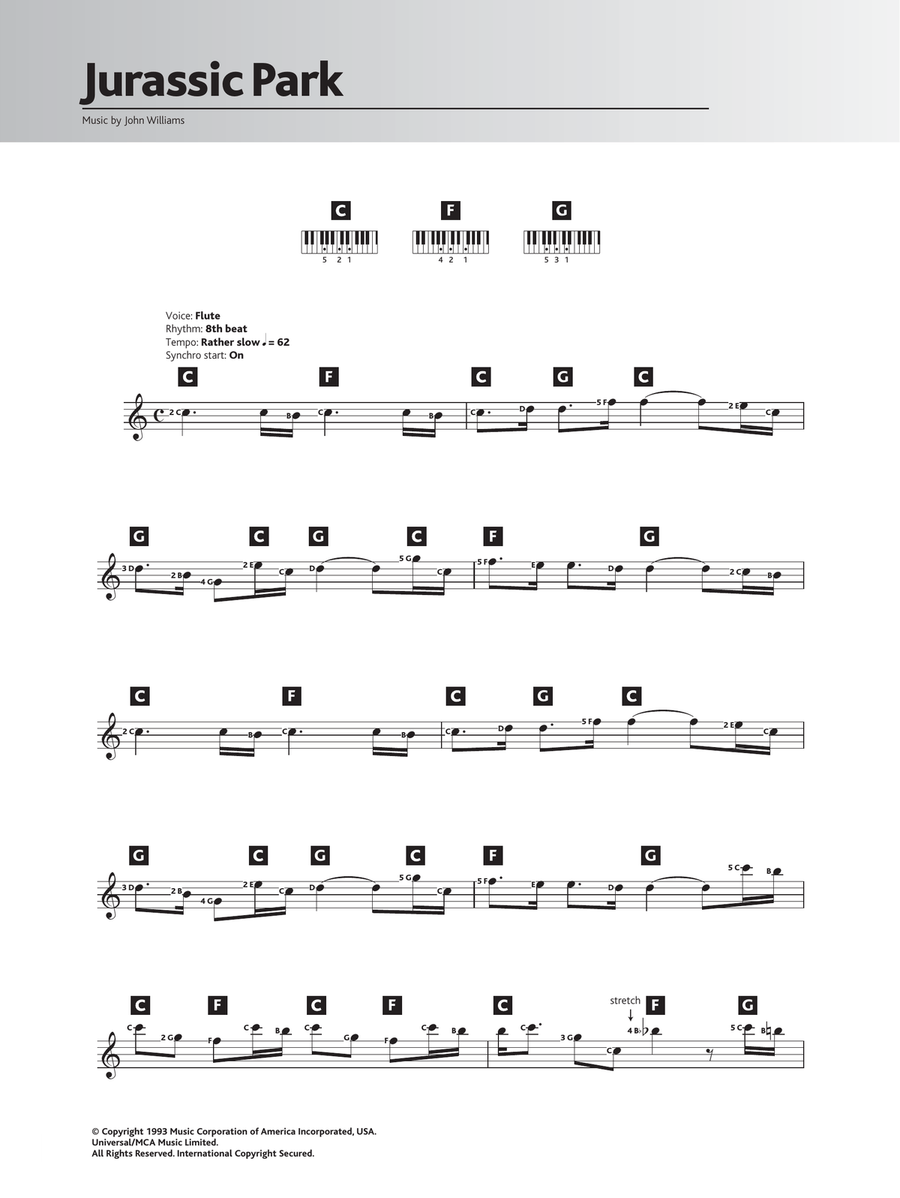 Theme from Jurassic Park Piano scores gallery preview page 1