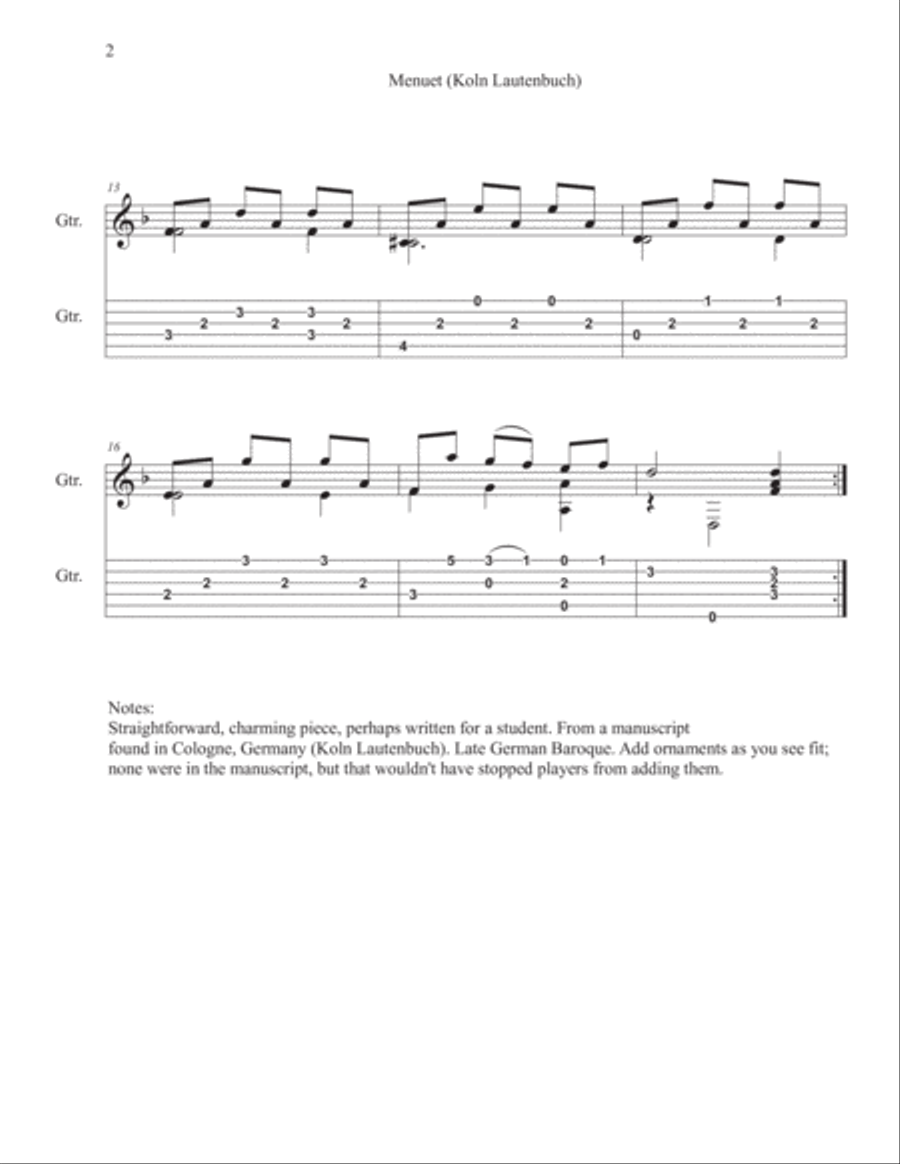 Four Lute Transcriptions for guitar + tab Lute scores gallery preview page 3