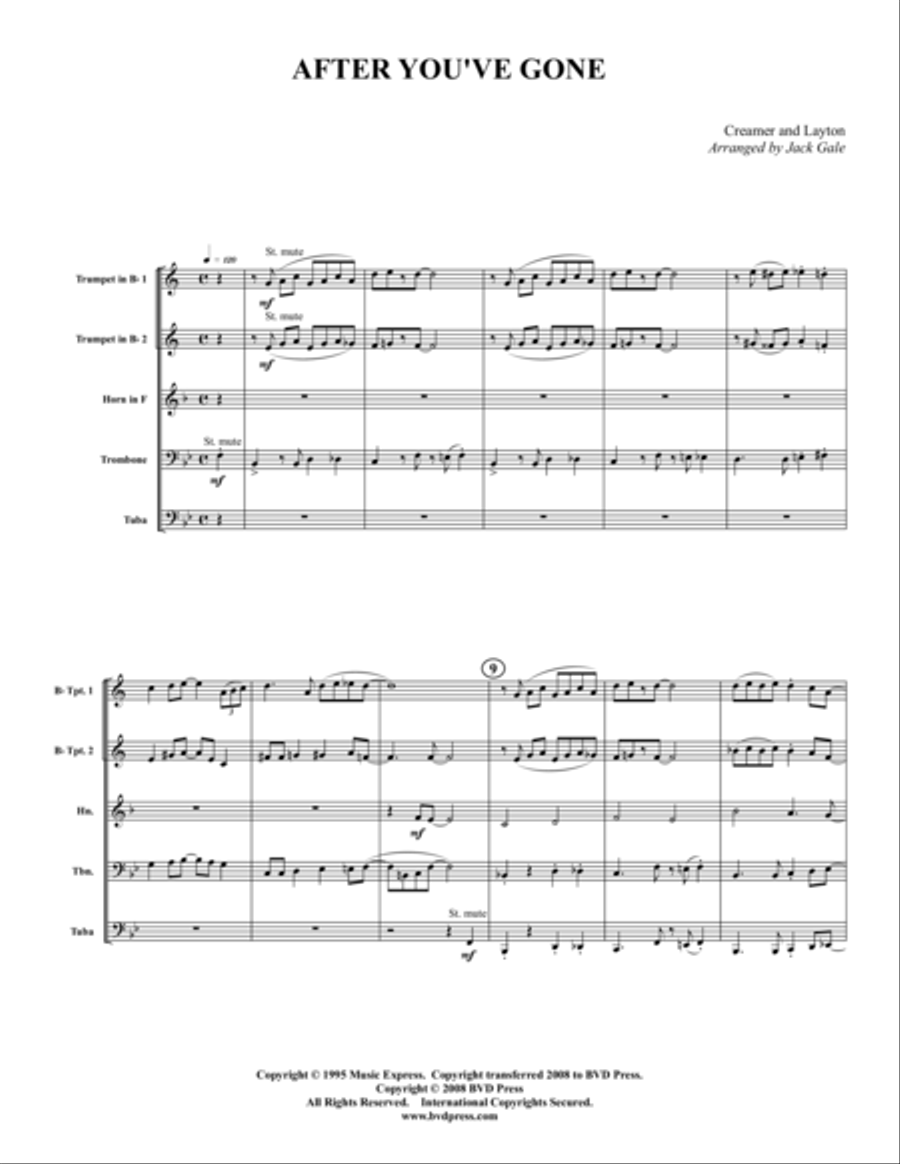 After You've Gone Brass Quintet scores gallery preview page 1