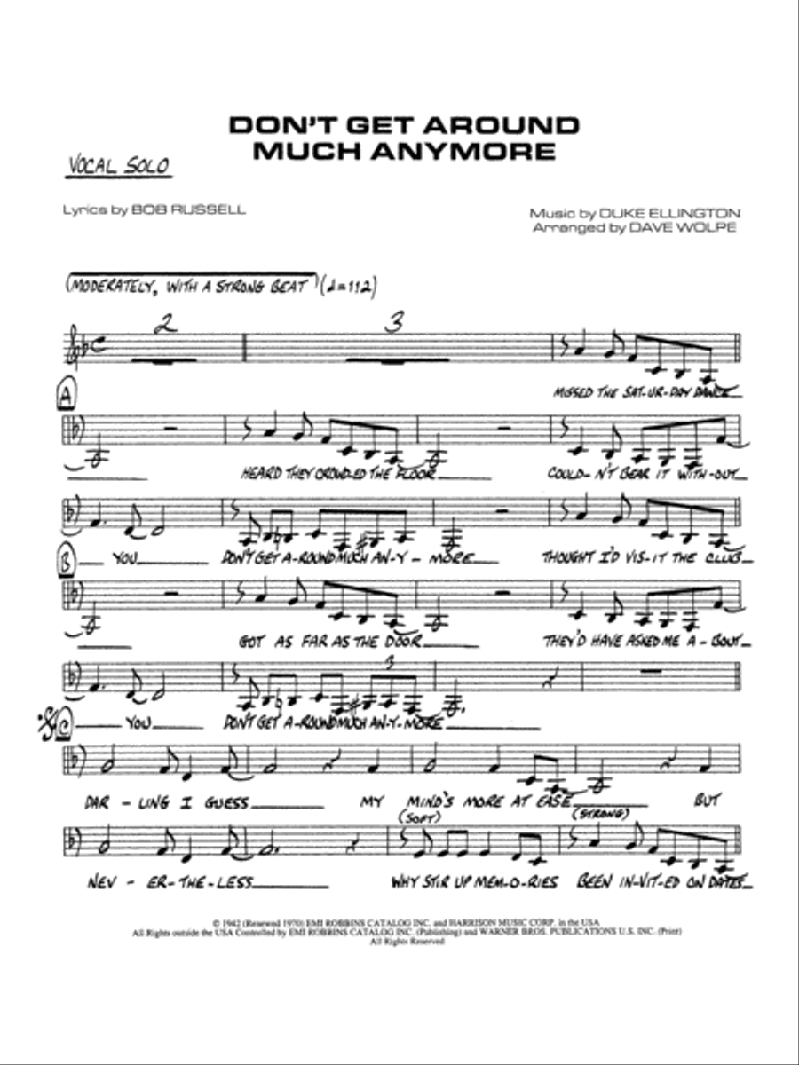 Don't Get Around Much Anymore: Vocal Solo Jazz Ensemble scores gallery preview page 1