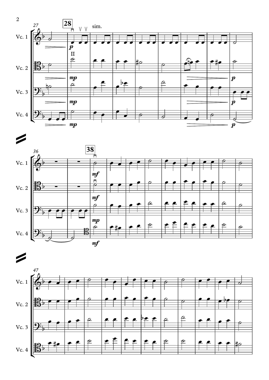 Pavane (Movement 2 from Capriol Suite) [Cello Quartet] Chamber Orchestra scores gallery preview page 2