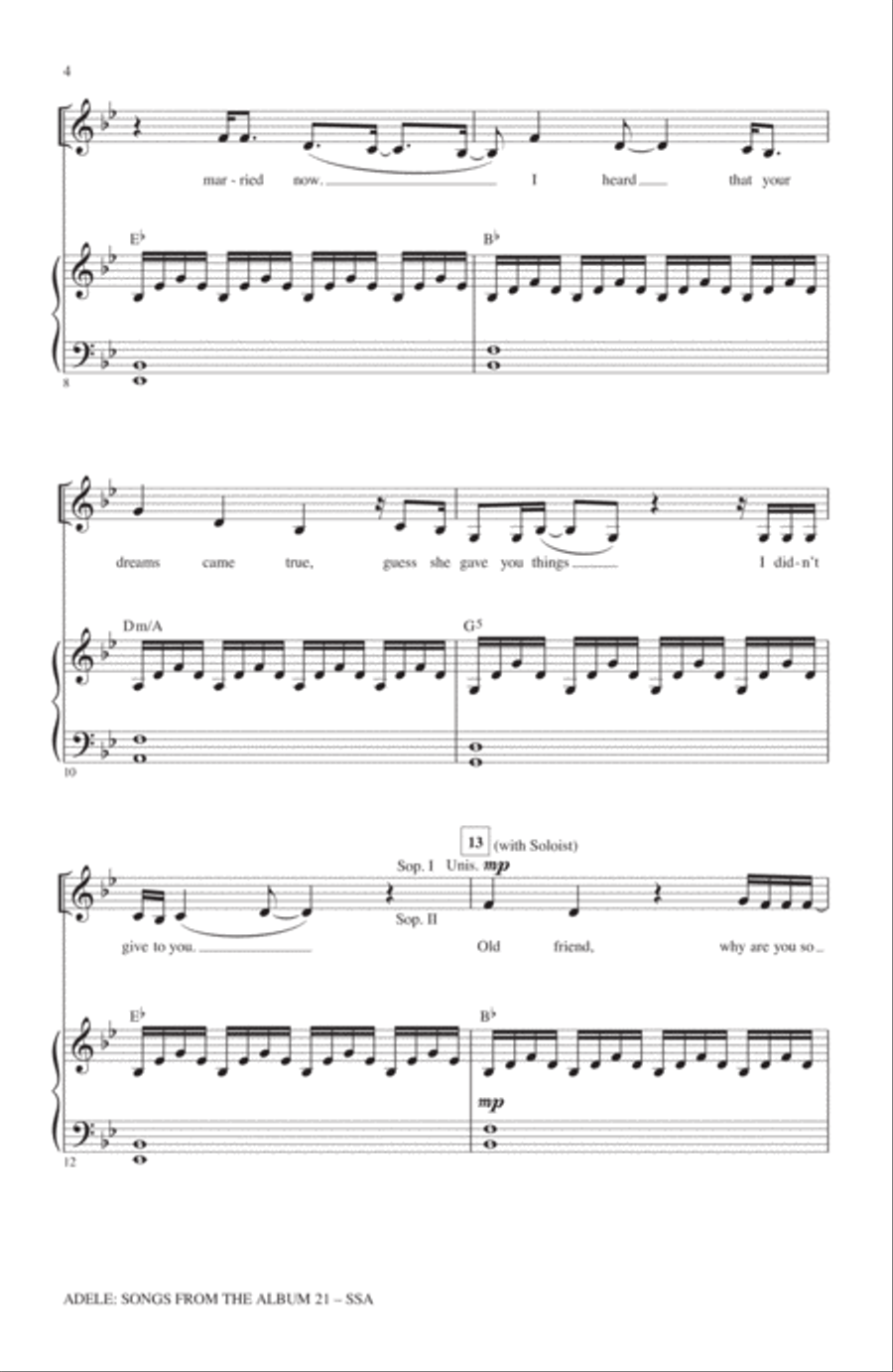 Adele: Songs From The Album 21 (Medley) SSA scores gallery preview page 2