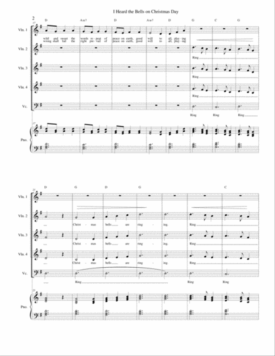 I Heard the Bells On Christmas Day - Strings and piano Piano Trio scores gallery preview page 2