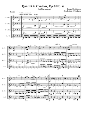 Book cover for Quartet in C minor, Op.8 No.4, mvmt.1 (Clarinet Quartet)