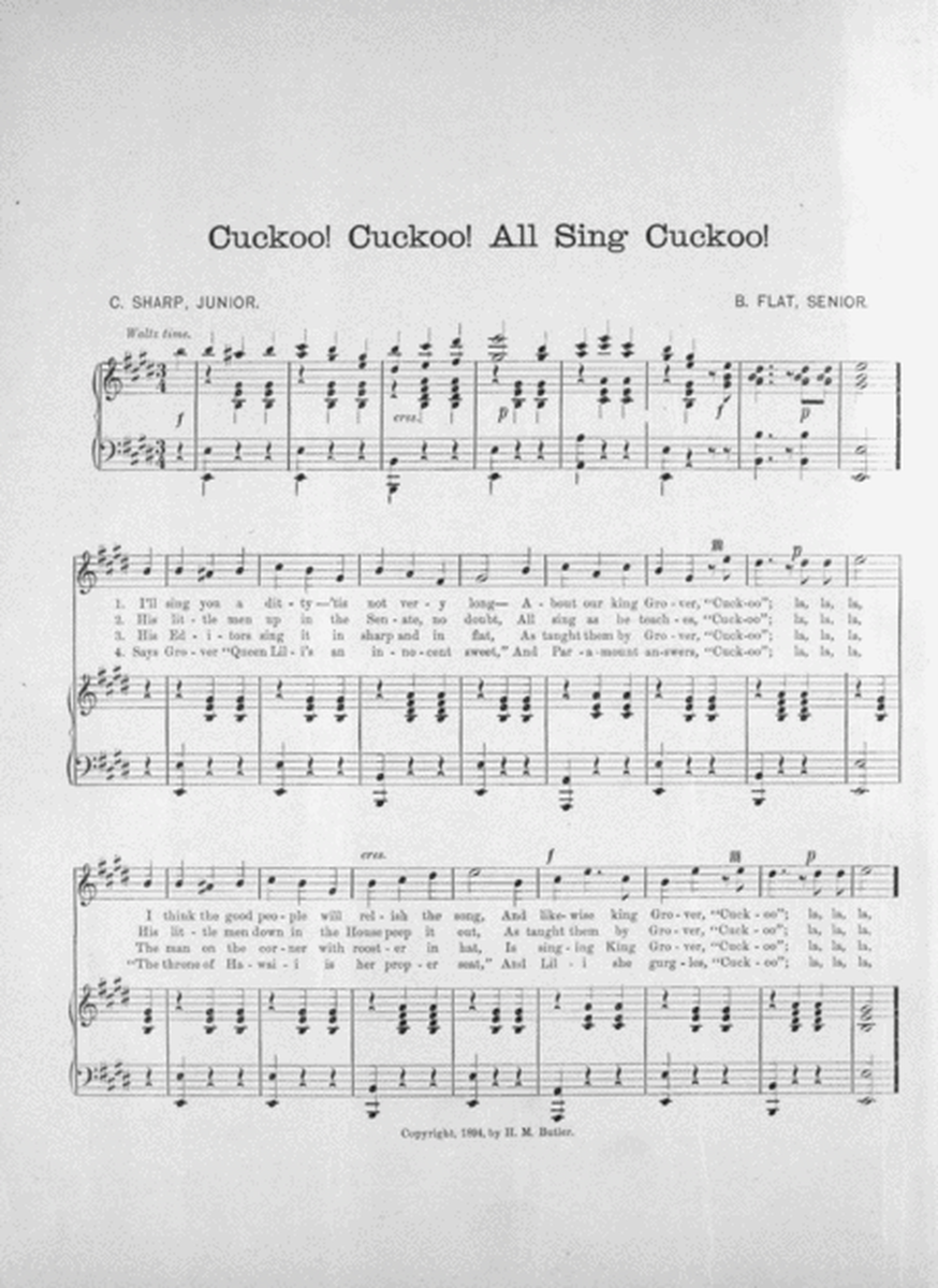 Cuckoo! Cuckoo! All Sing Cuckoo! Republican Campaign Song. Song and Chorus
