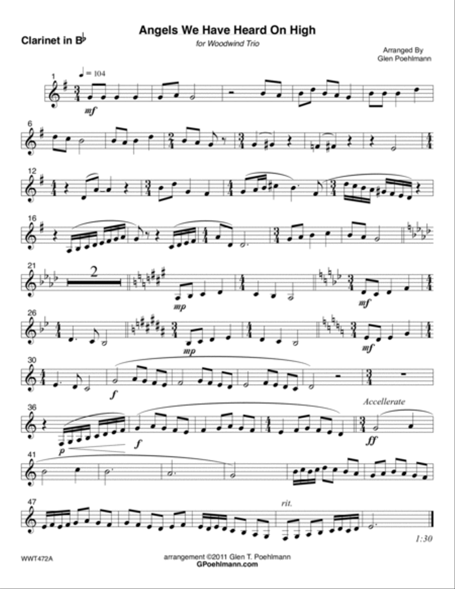 7 CHRISTMAS CAROLS for WOODWIND TRIO (unaccompanied) Woodwind Trio scores gallery preview page 6