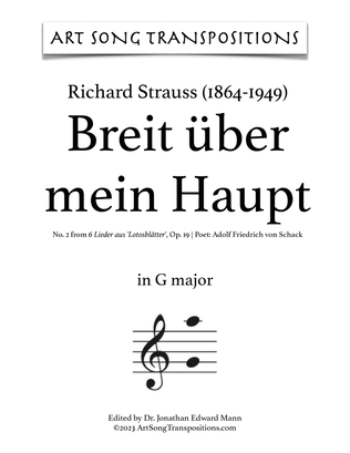 STRAUSS: Breit über mein Haupt, Op. 19 no. 2 (transposed to G major, G-flat major, and F major)