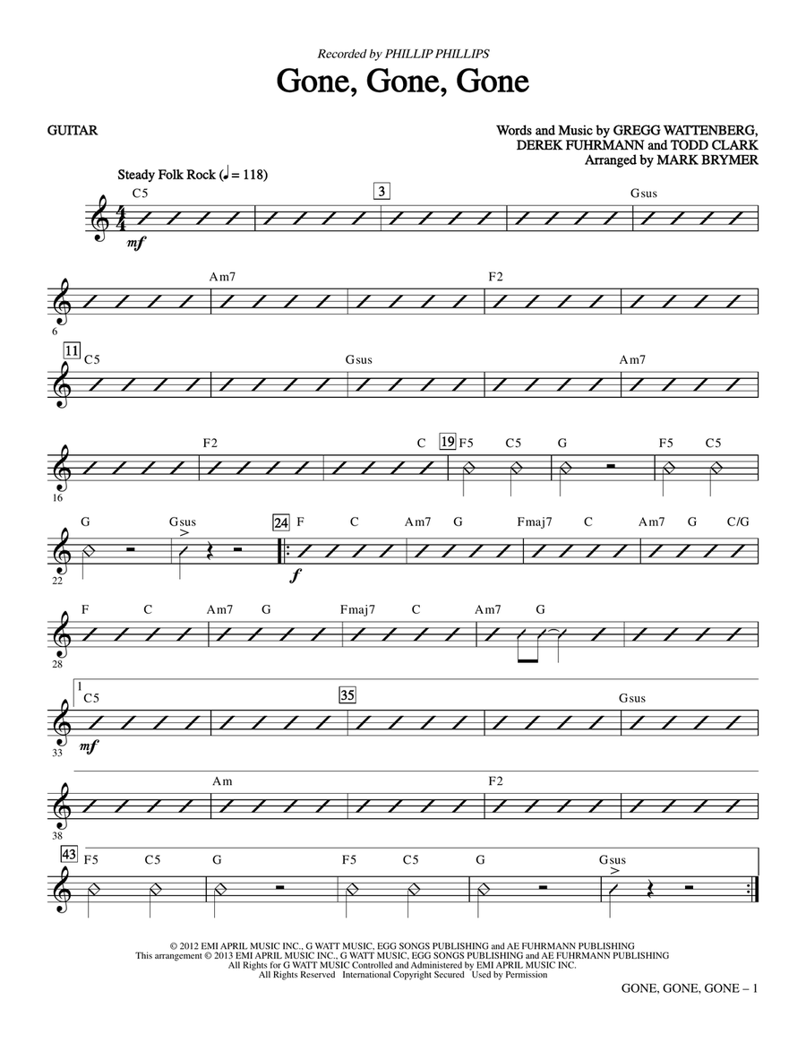 Gone, Gone, Gone - Guitar