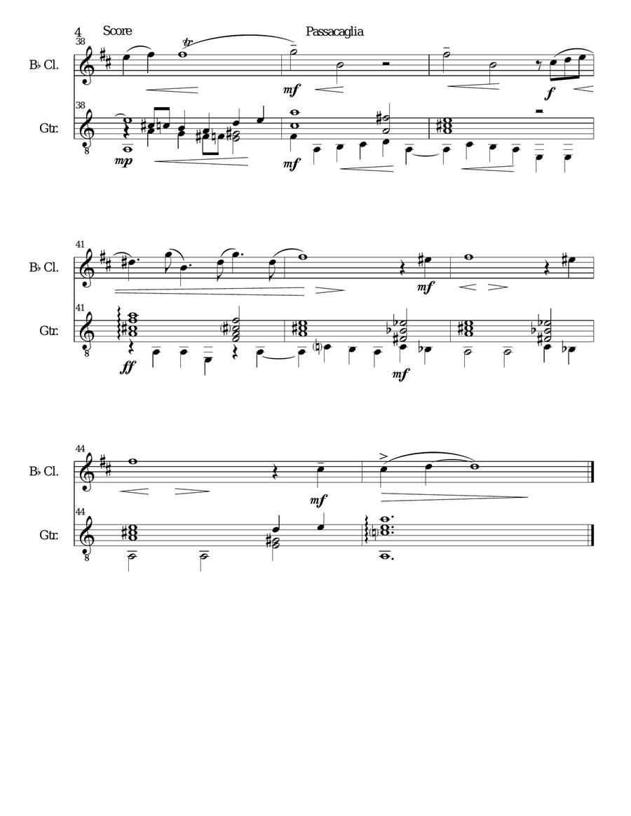 Passacaglia for clarinet and guitar Clarinet scores gallery preview page 4