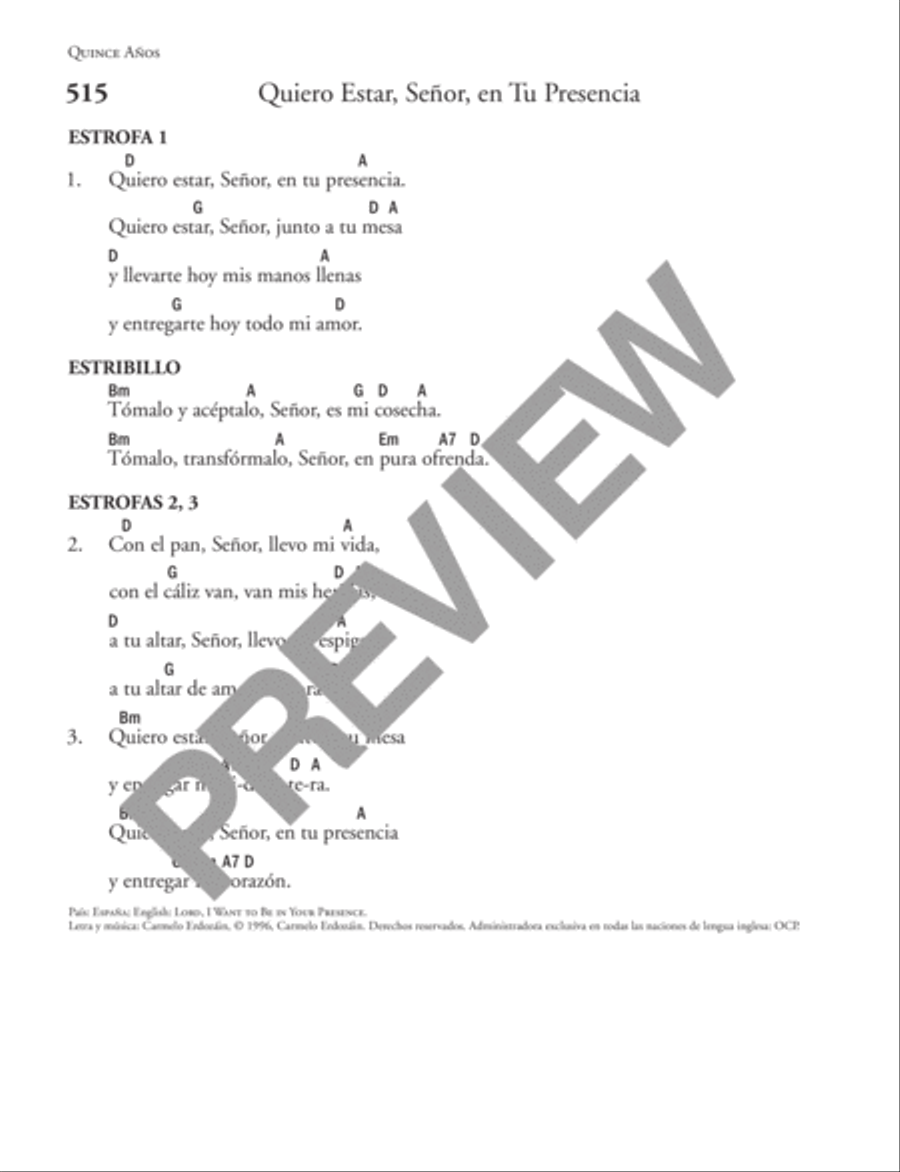 Flor y Canto, Tercera Edición [Words and Chords - Guitar] Easy Guitar scores gallery preview page 8