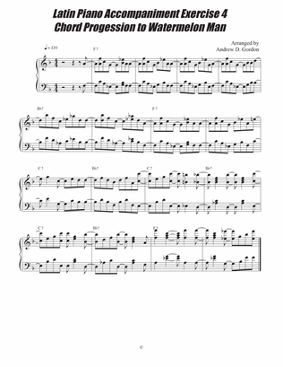 Latin Piano Accompaniment Exercise 4 Chord Progession to the Jazz Standard Watermelon Man