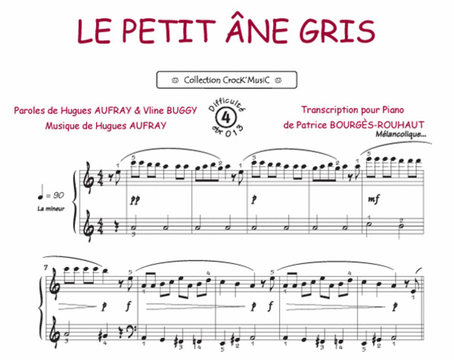 Le petit âne gris (Collection CrocK'MusiC) Piano Solo scores gallery preview page 1