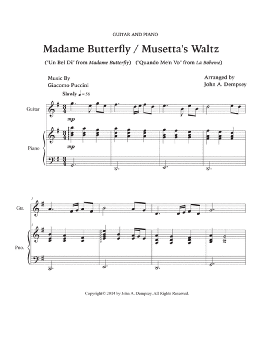 Puccini Medley: Un Bel Di (Madame Butterfly) and Musetta's Waltz (La Boheme): Guitar and Piano image number null