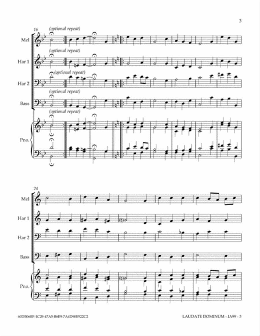 LAUDATE DOMINUM (O Praise Ye The Lord) Small Ensemble scores gallery preview page 3