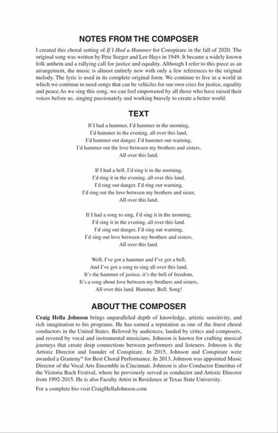 If I Had a Hammer If I Had a Hammer Divisi scores gallery preview page 3