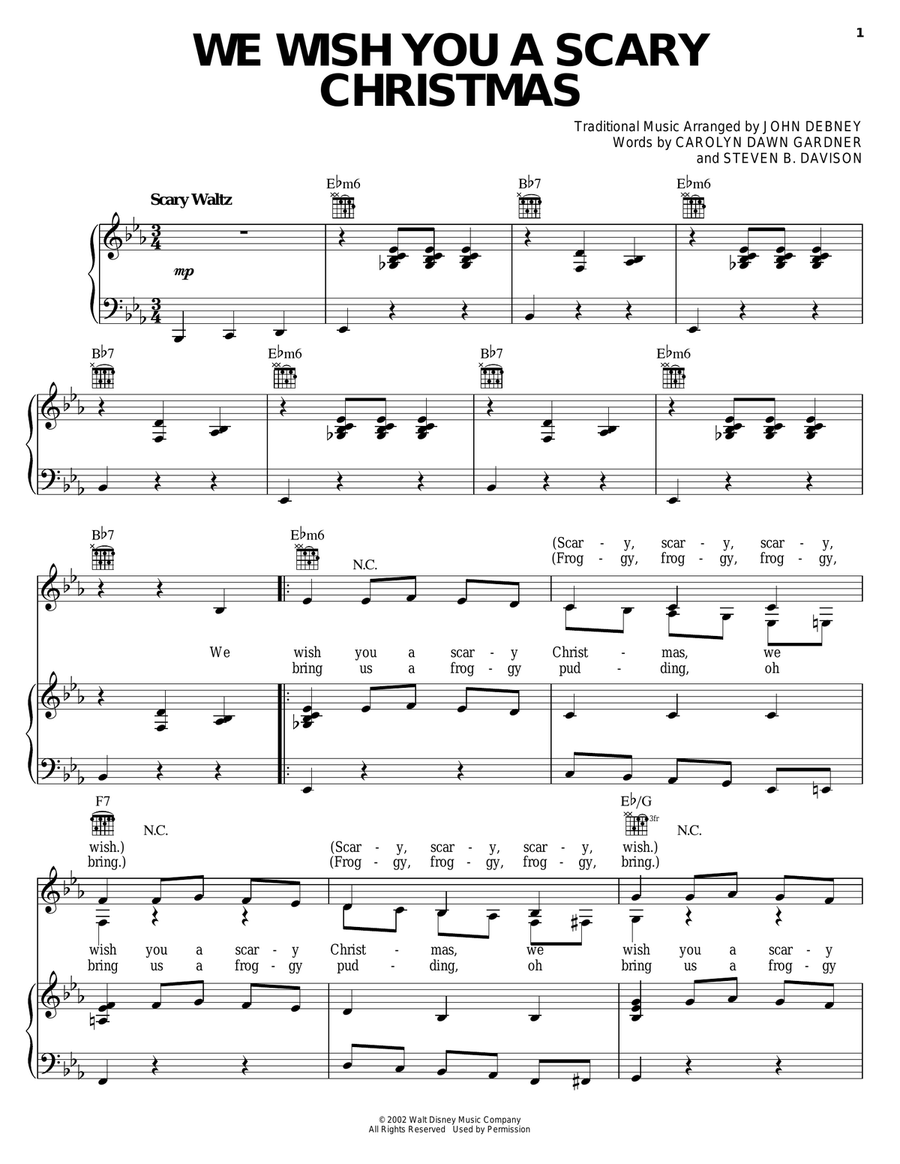 We Wish You A Scary Christmas Piano, Vocal, Guitar scores gallery preview page 1